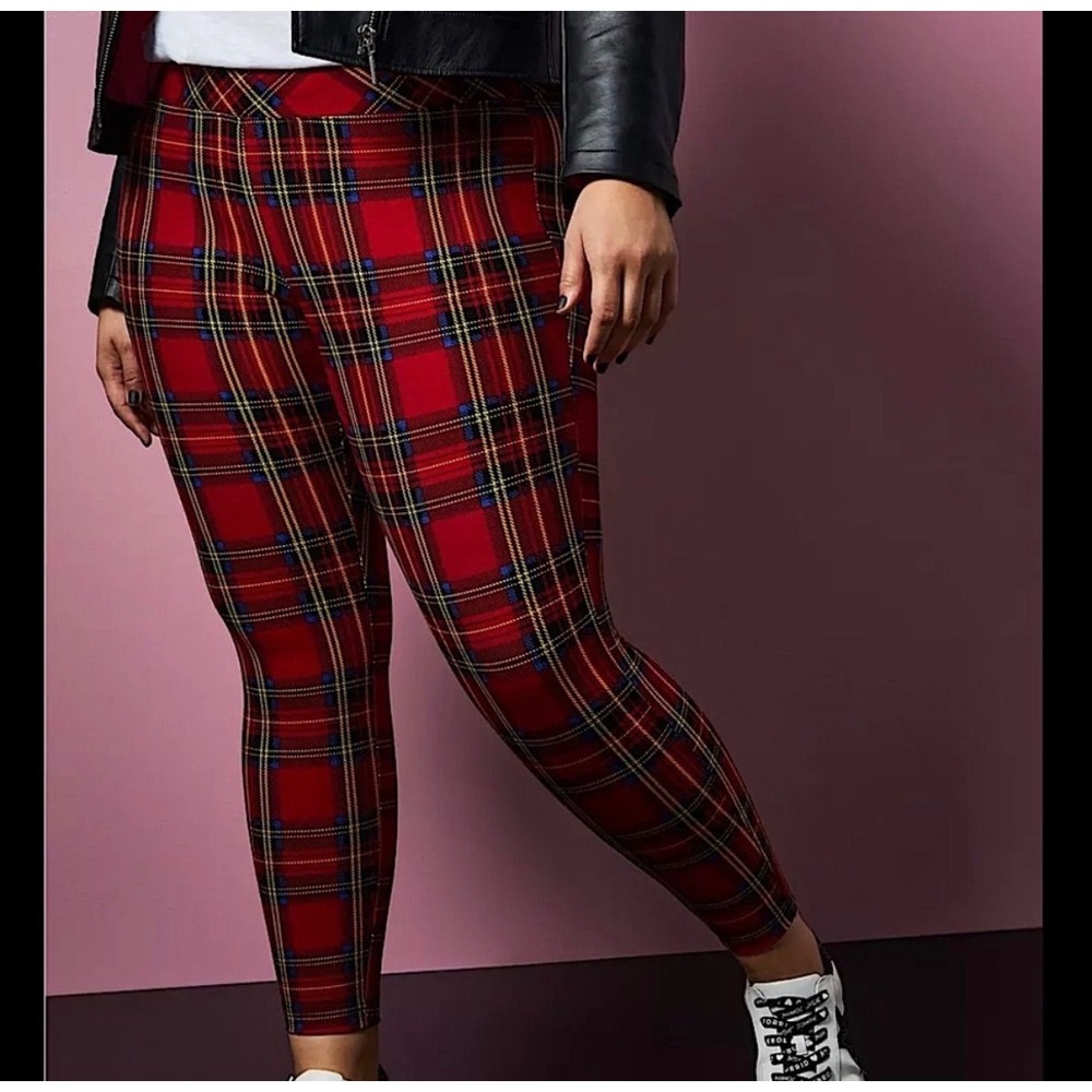 NWT Torrid Betsey Johnson Red Tartan Plaid Pixie Pants Plus Size 3 3X 22-24